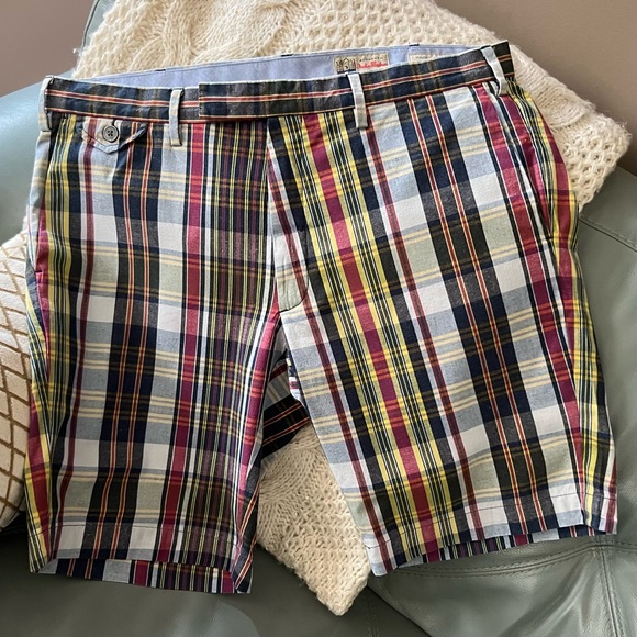 Ralph Lauren Other - RALPH LAUREN India Madras 100% Cotton PLAID Flat Front SLIM FIT SHORTS 34
